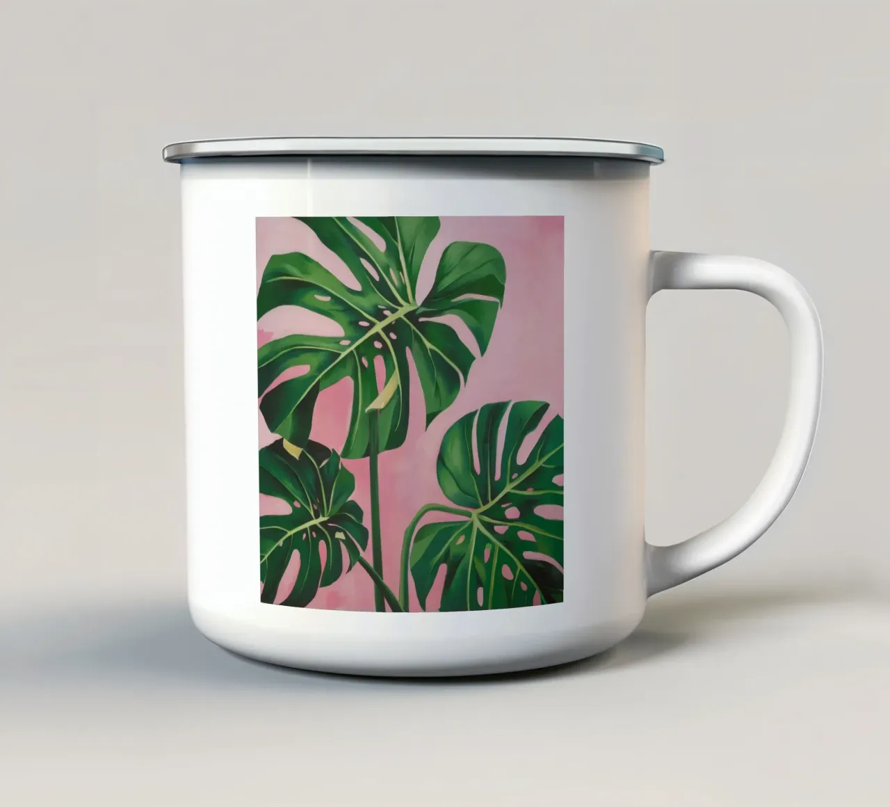 Monstera rosa da parete tazza in smalto da Pan Denim