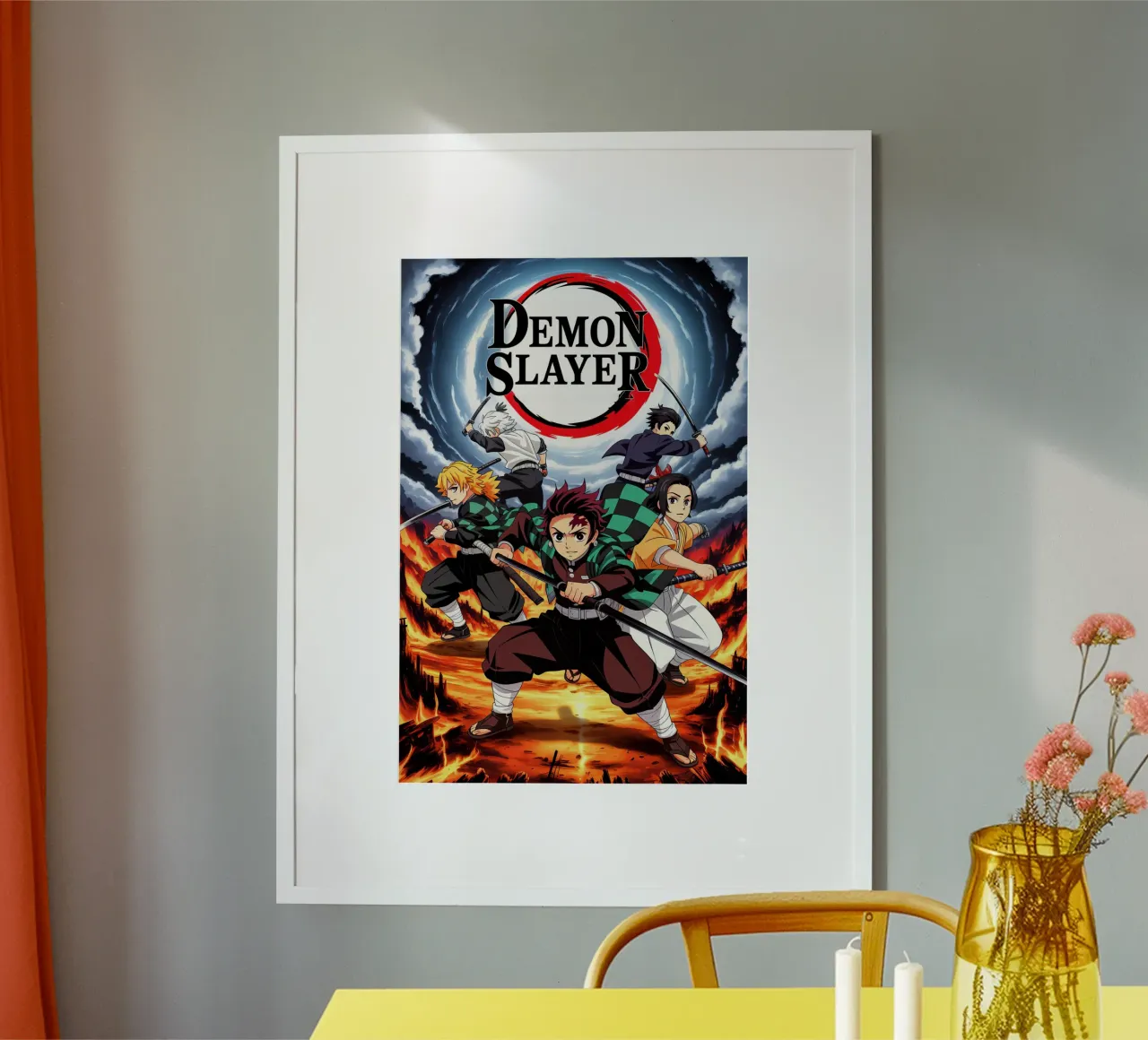 Tanjiro Kamado poster con telaio in legno da Indah Creative