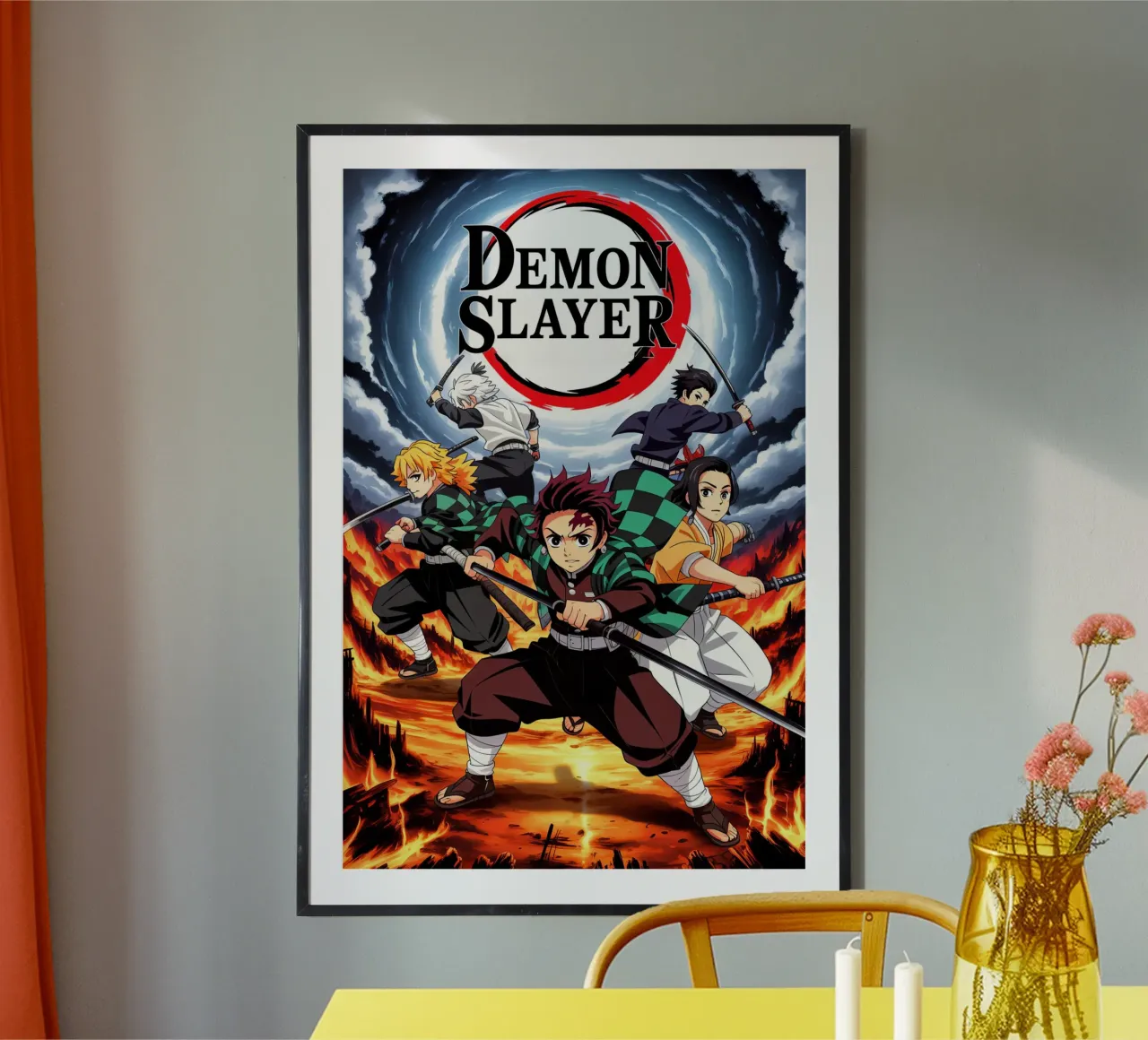 Tanjiro Kamado poster con telaio in legno da Indah Creative