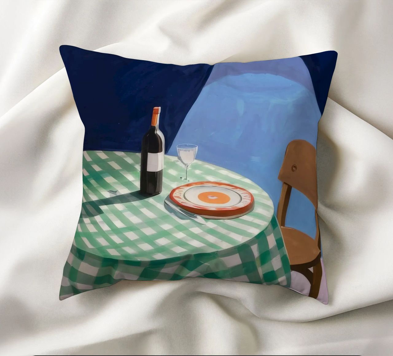 Gingham Table Shadow decorative cushion by Pan Denim