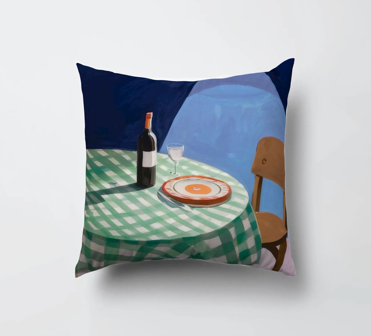 Gingham Table Shadow decorative cushion by Pan Denim