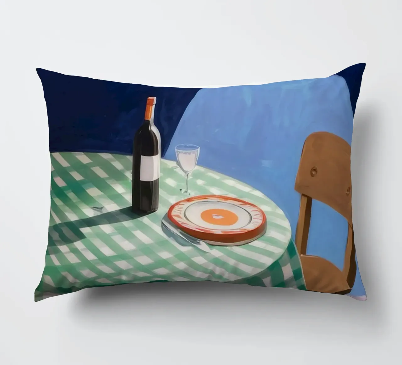 Sombra de mesa Gingham cojín de Pan Denim