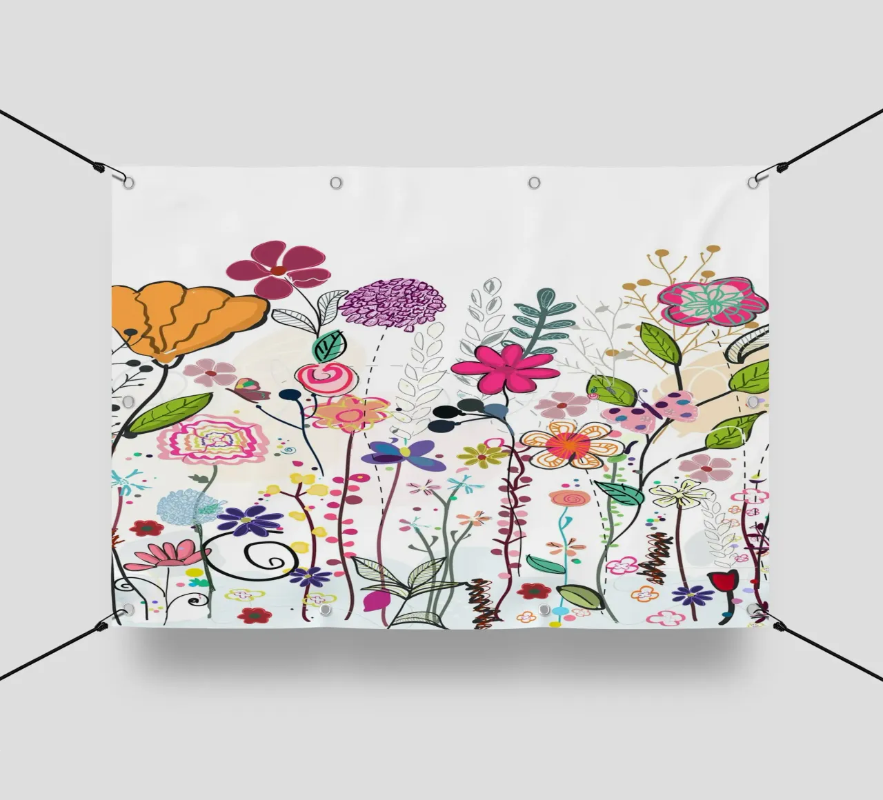 Stampa botanica moderna con campo di fiori vibranti telo in pvc da gulsengunel