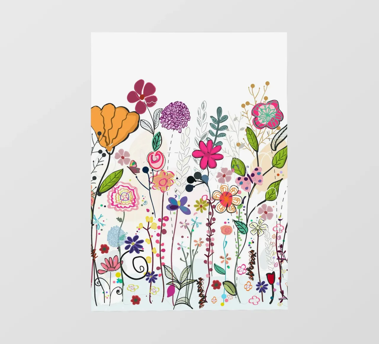 Stampa botanica moderna con campo di fiori vibranti telo in pvc da gulsengunel
