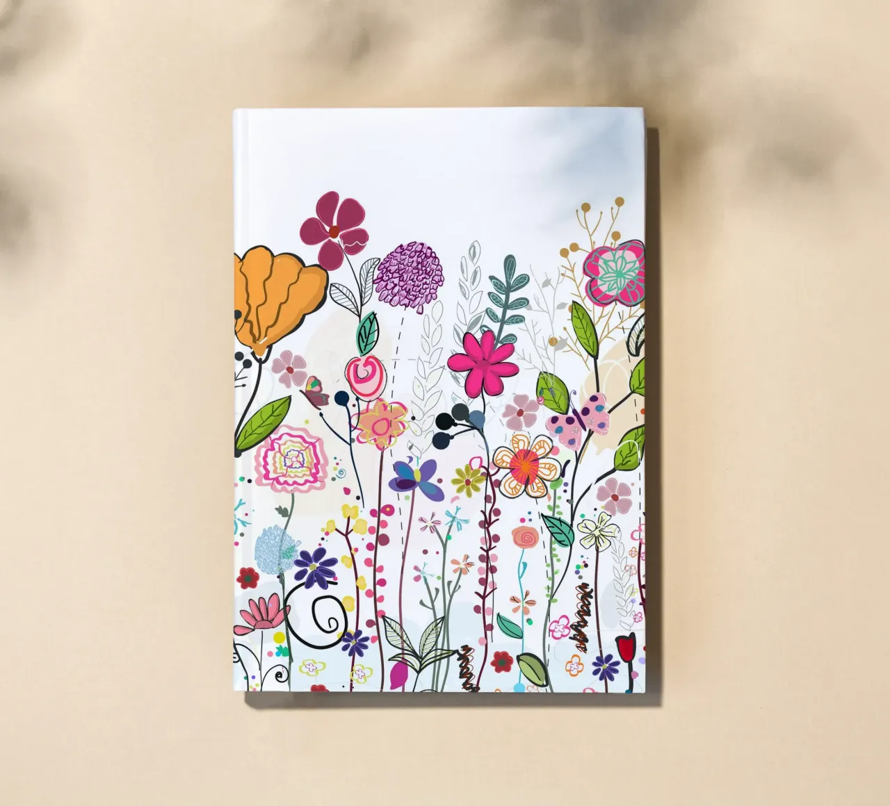 Vibrant flower field modern botanical print notebook by gulsengunel