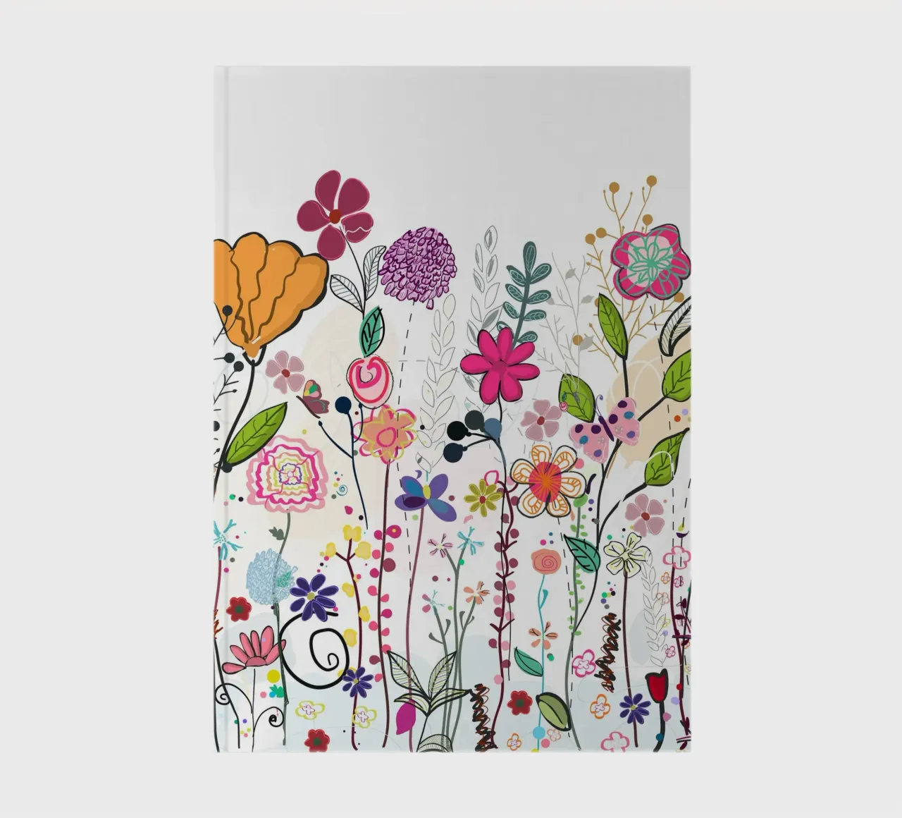 Vibrant flower field modern botanical print notebook by gulsengunel