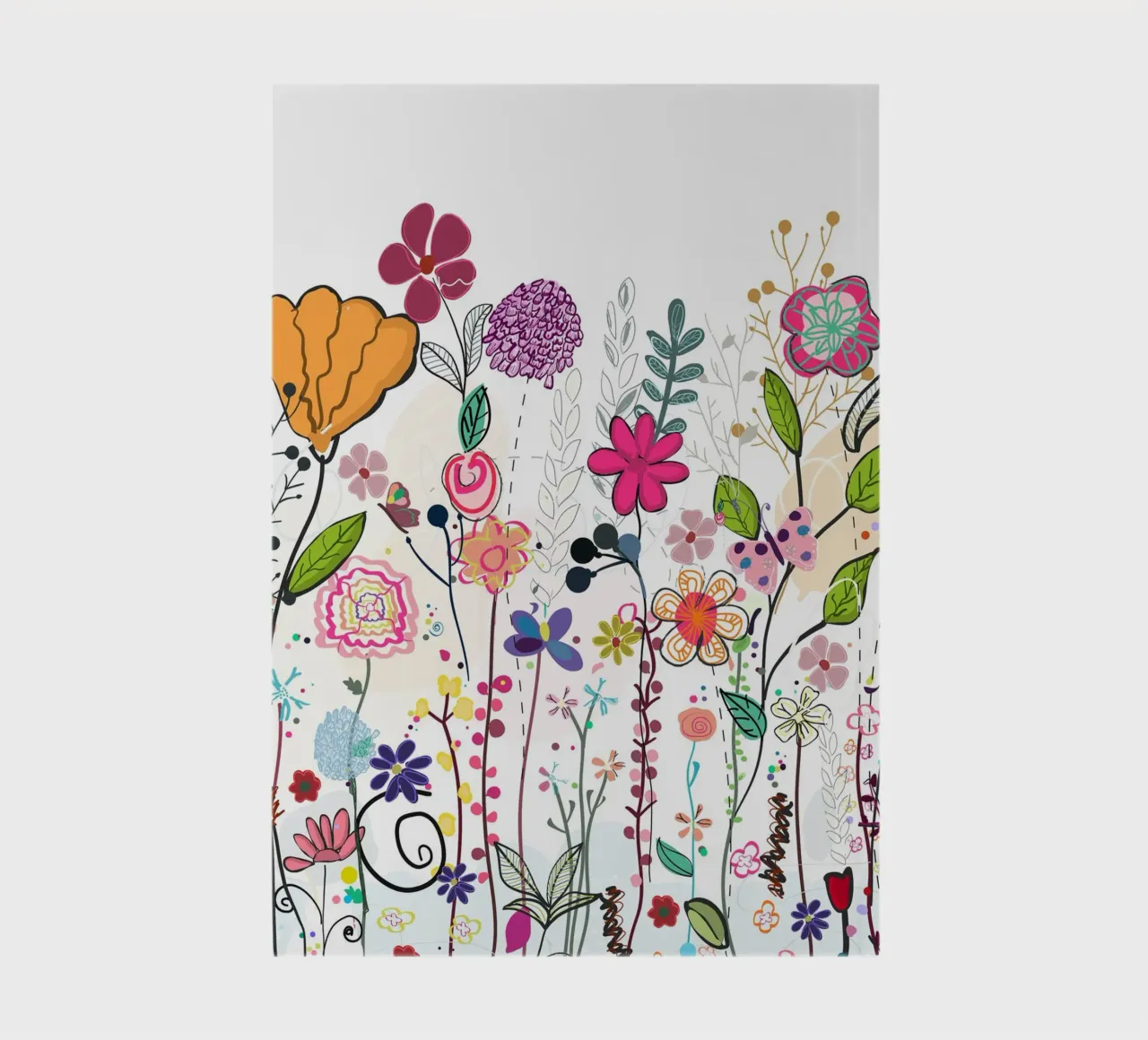 Vibrant flower field modern botanical print notebook by gulsengunel