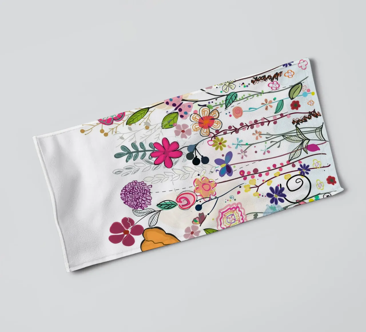 Stampa botanica moderna con campo di fiori vibranti asciugamano da bagno da gulsengunel