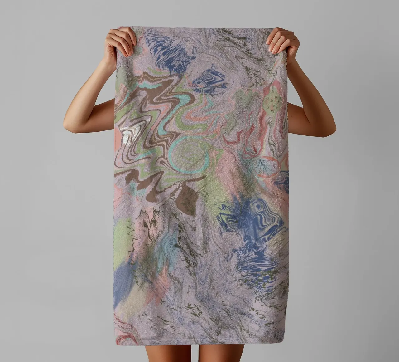 Pastel earth marble pattern abstract swirl art print towel by gulsengunel