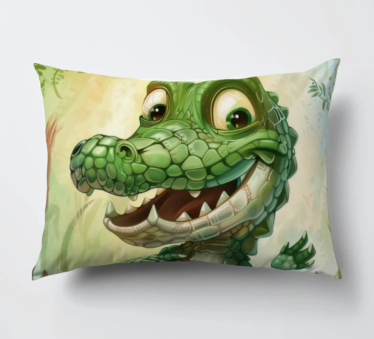 Un affascinante cucciolo di alligatore con un atteggiamento giocoso cuscino da DesignDoodle
