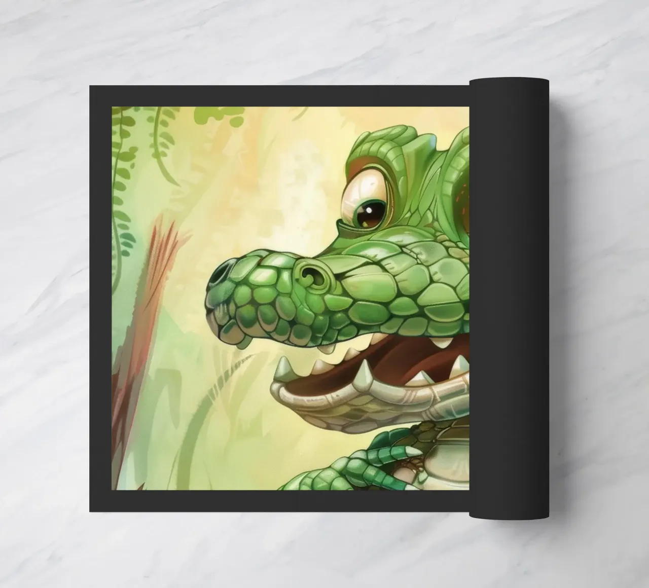 Un affascinante cucciolo di alligatore con un atteggiamento giocoso zerbino da DesignDoodle