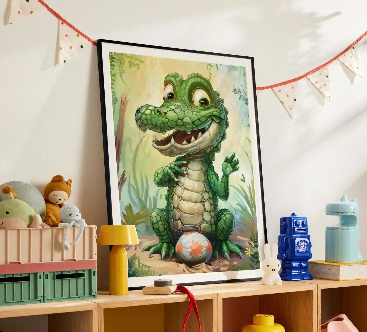 Un affascinante cucciolo di alligatore con un atteggiamento giocoso poster da DesignDoodle