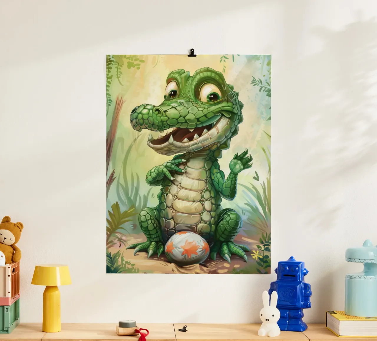 Un affascinante cucciolo di alligatore con un atteggiamento giocoso poster da DesignDoodle