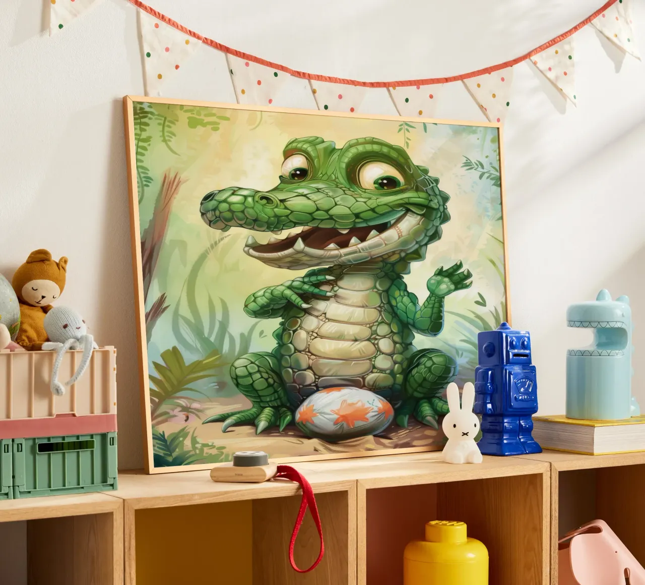 Un affascinante cucciolo di alligatore con un atteggiamento giocoso poster da DesignDoodle