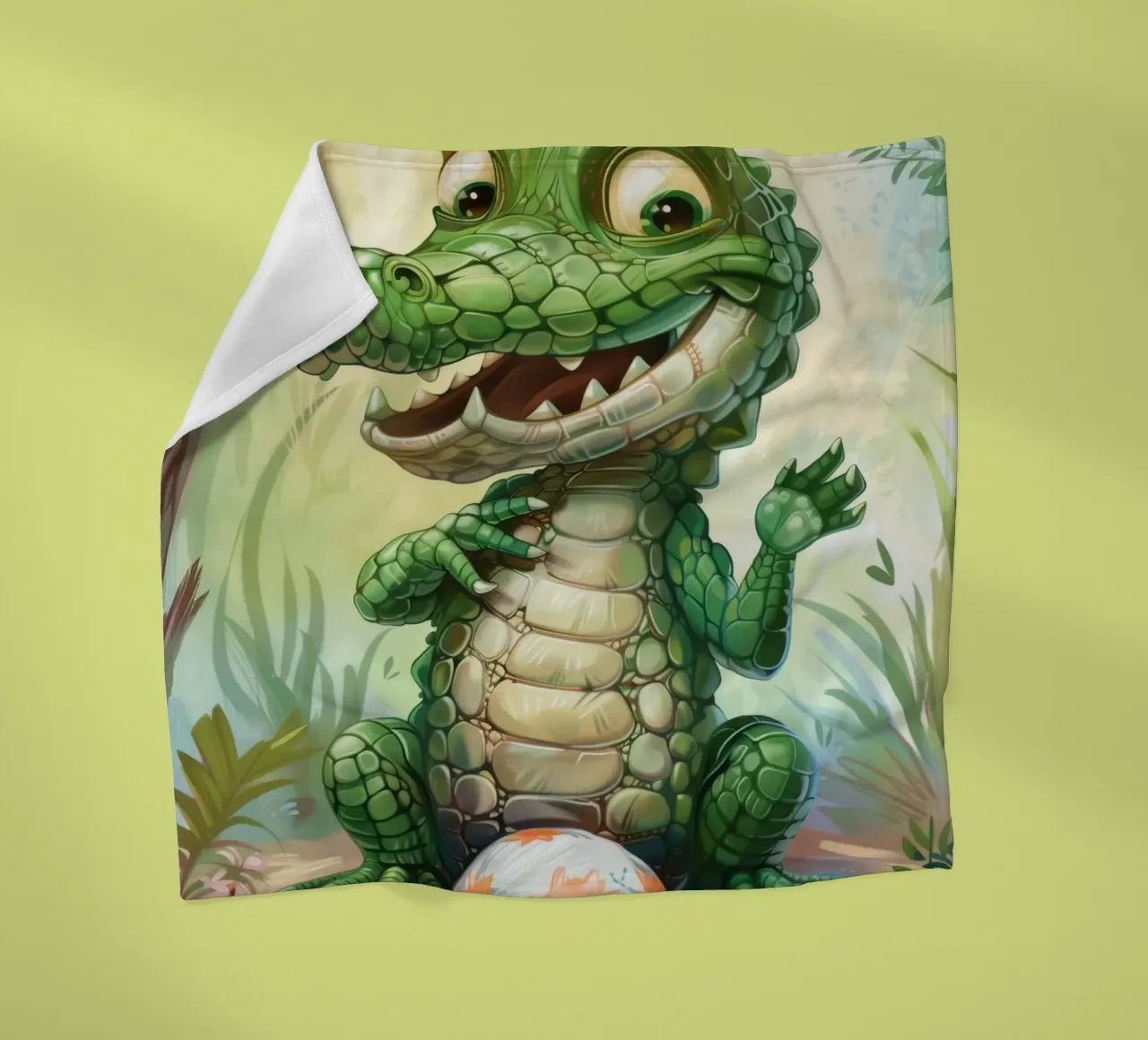Un affascinante cucciolo di alligatore con un atteggiamento giocoso coperta in pile da DesignDoodle