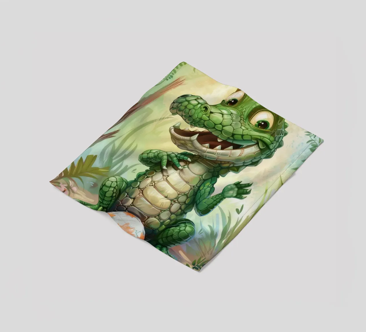 Un affascinante cucciolo di alligatore con un atteggiamento giocoso coperta in pile da DesignDoodle