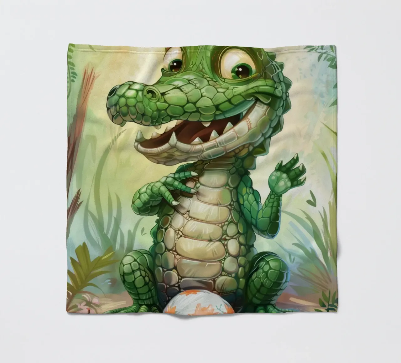 Un affascinante cucciolo di alligatore con un atteggiamento giocoso coperta in pile da DesignDoodle