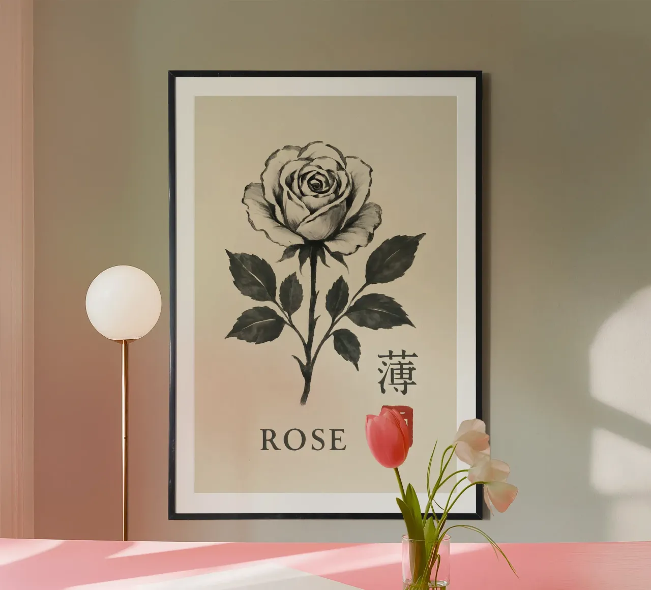 Rose Noir poster con telaio in plastica da Gei.Butsu