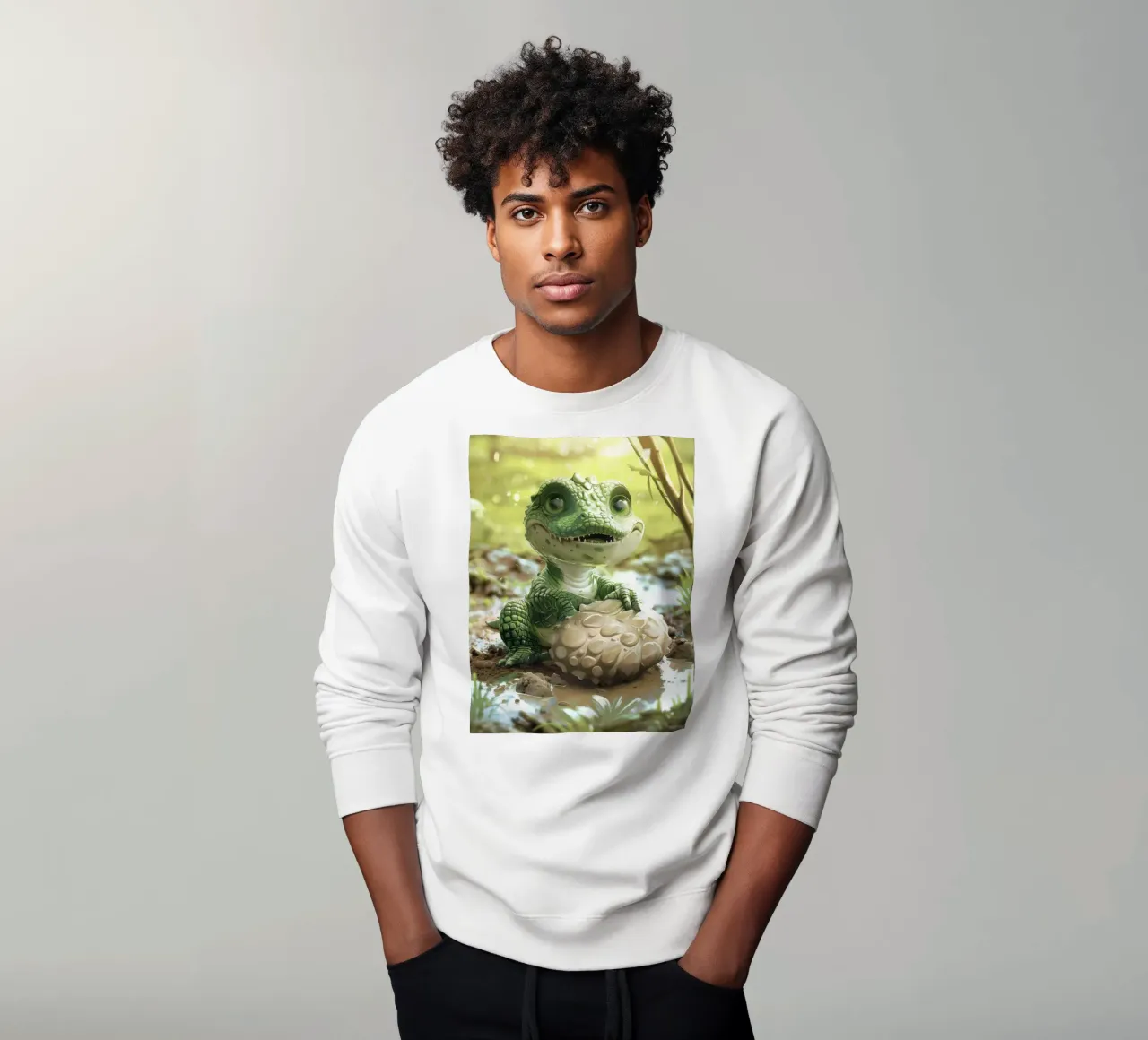 Een kleine alligator zat zelfverzekerd op een rots sweatshirt van DesignDoodle