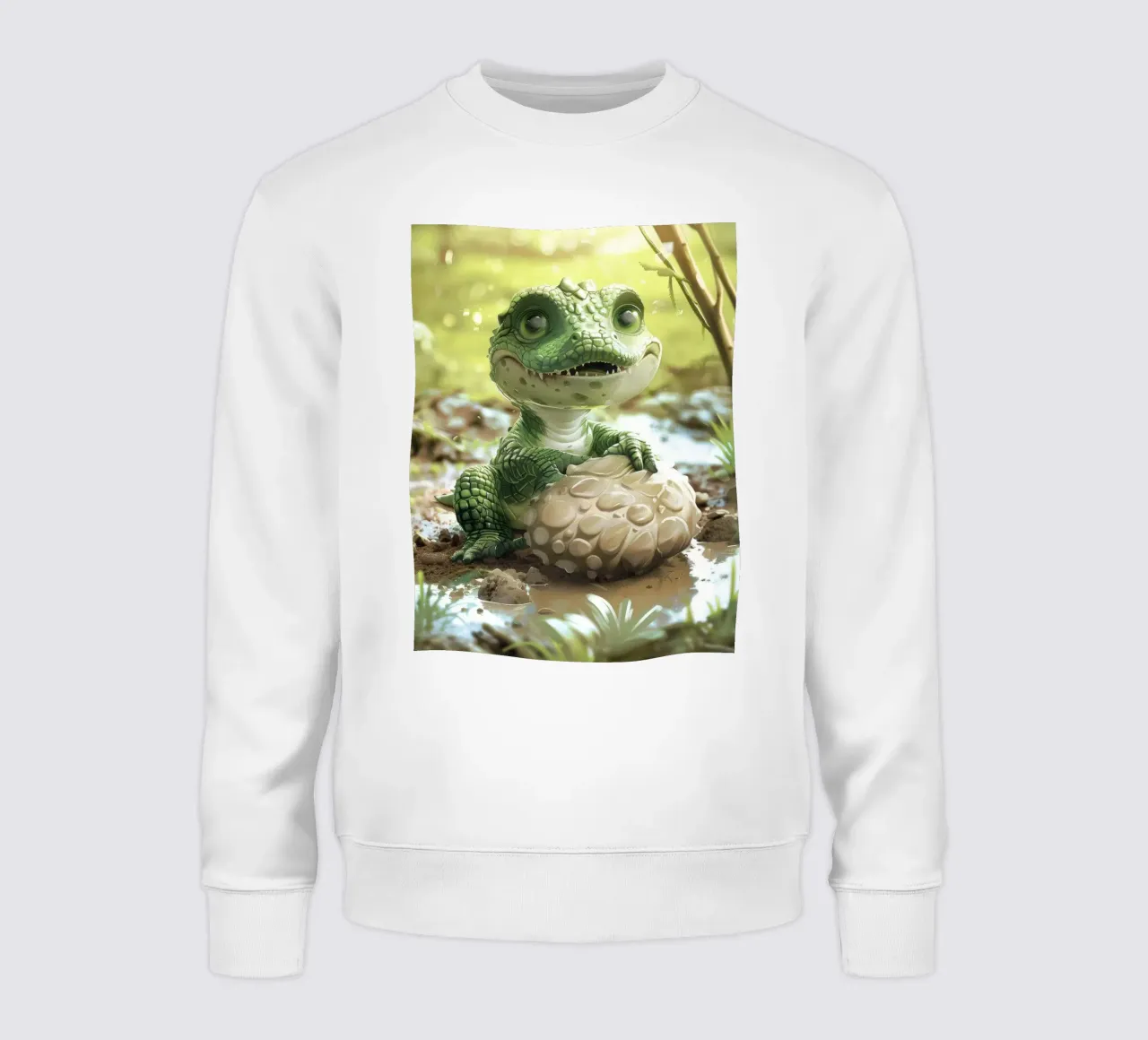 Een kleine alligator zat zelfverzekerd op een rots sweatshirt van DesignDoodle