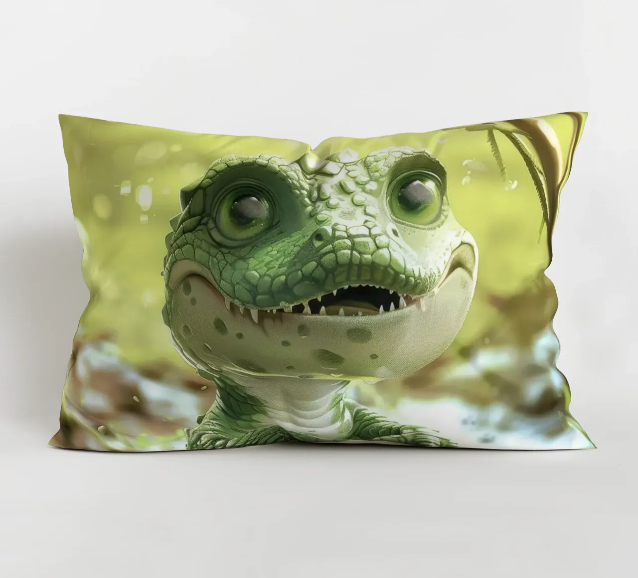 Un piccolo alligatore appollaiato con sicurezza su una roccia cuscino da DesignDoodle