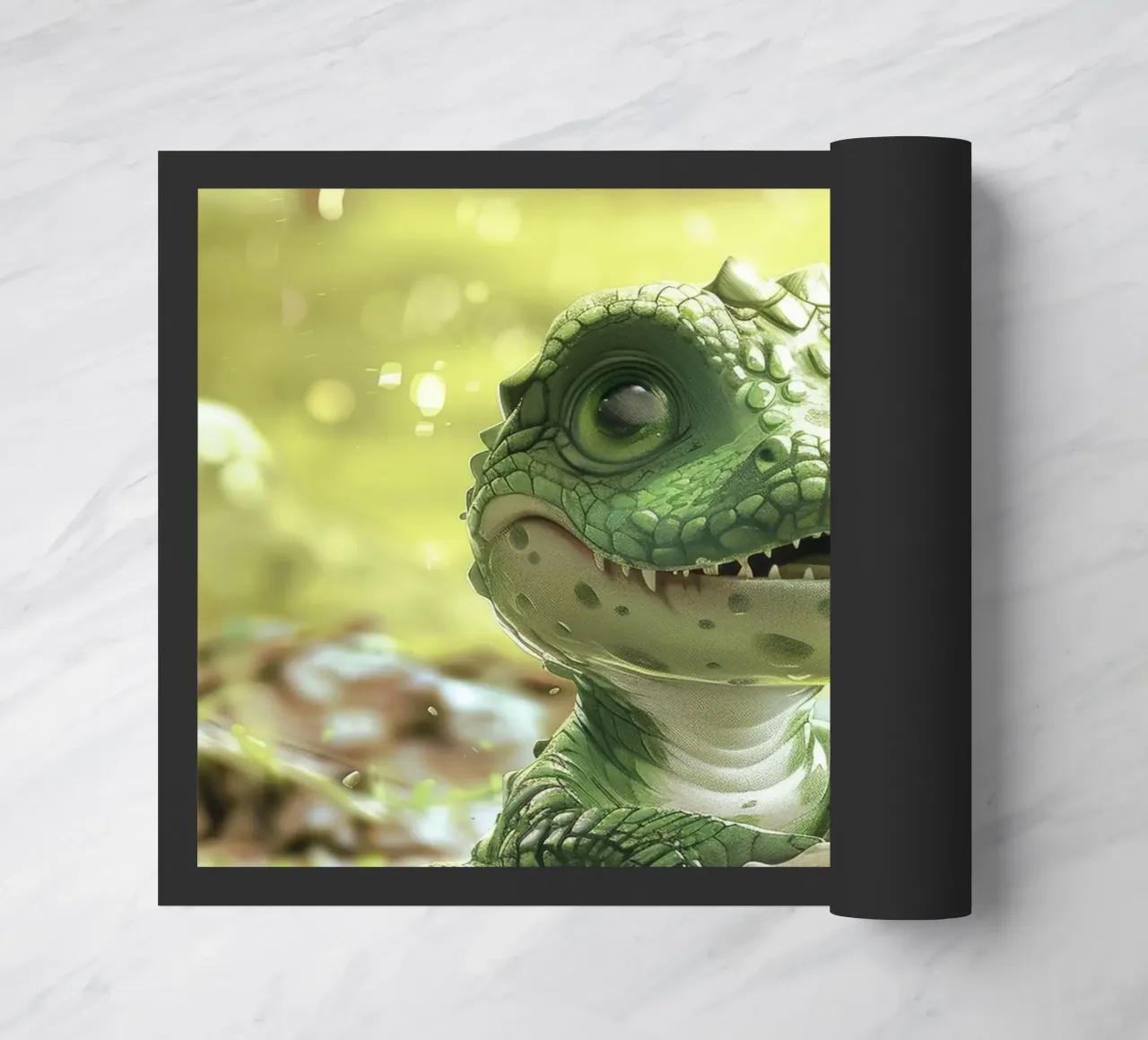 Un piccolo alligatore appollaiato con sicurezza su una roccia zerbino da DesignDoodle