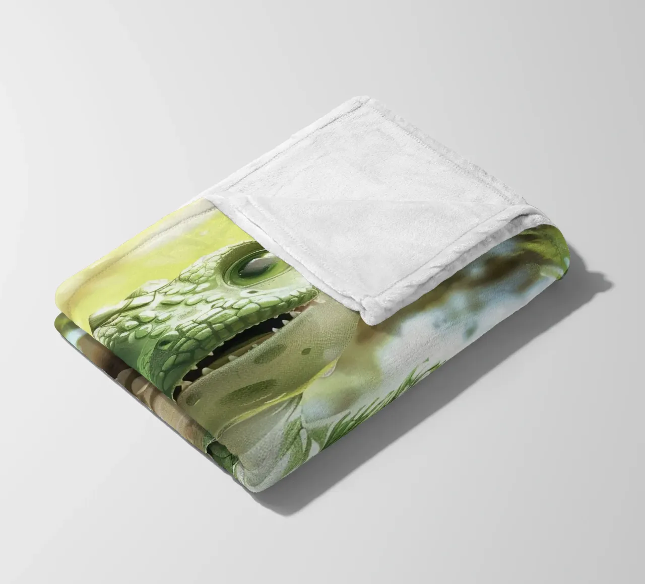 Un piccolo alligatore appollaiato con sicurezza su una roccia coperta in pile da DesignDoodle