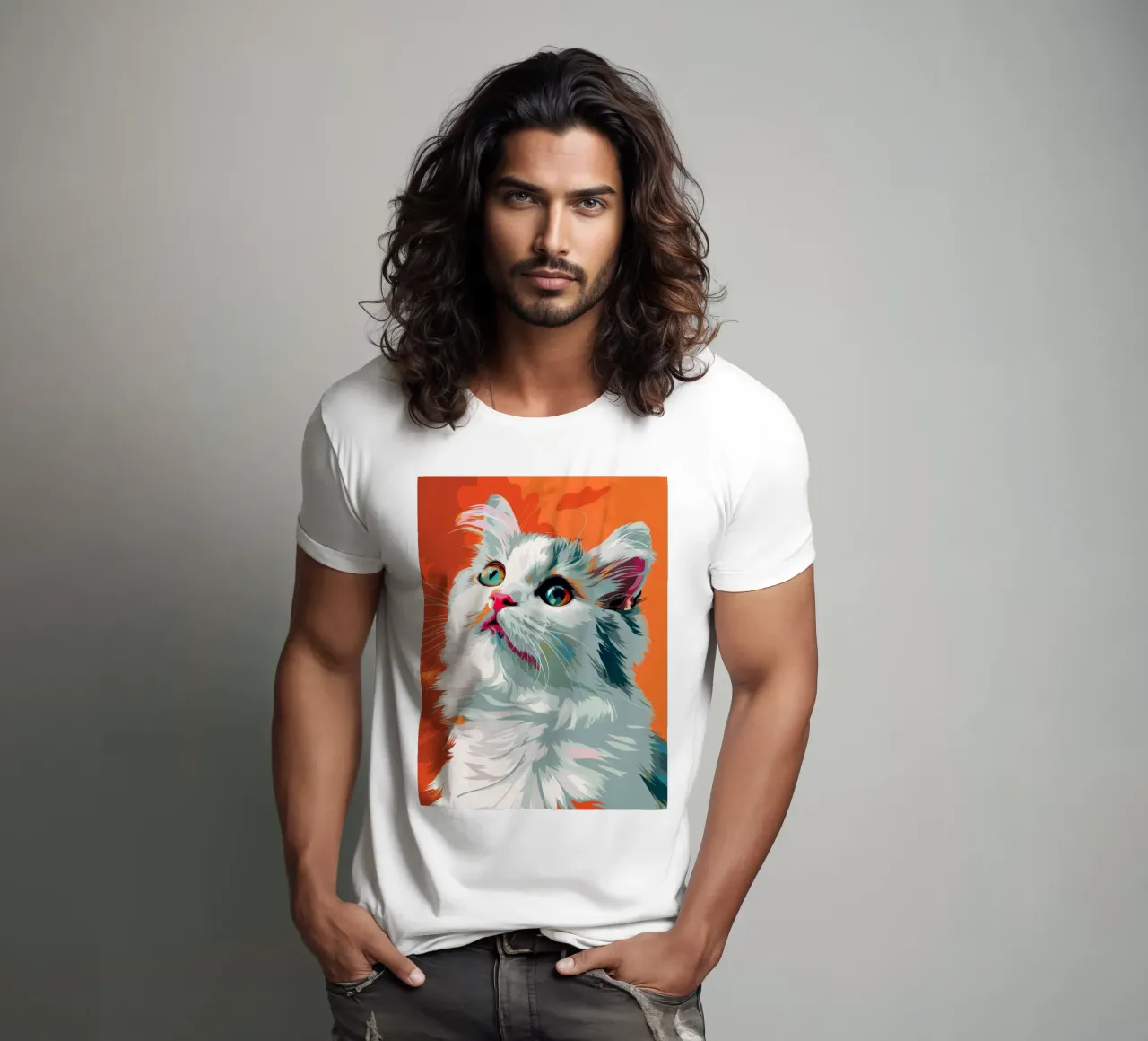 an American Curl cat with mesmerizing eyes and luxurious fur t-shirt by DesignDoodle