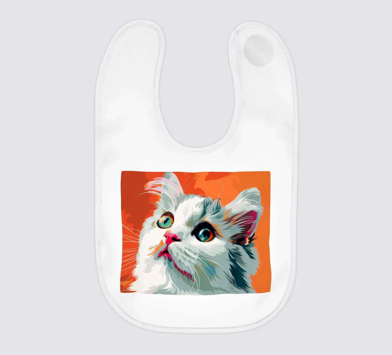 an American Curl cat with mesmerizing eyes and luxurious fur baby bib by DesignDoodle