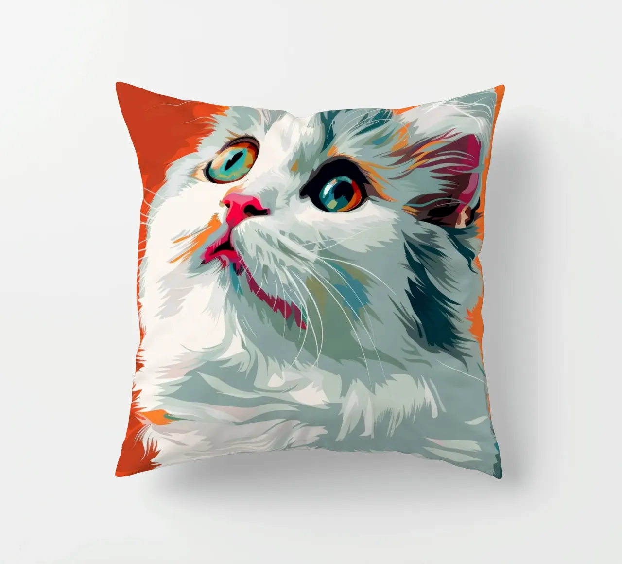 an American Curl cat with mesmerizing eyes and luxurious fur decorative cushion by DesignDoodle