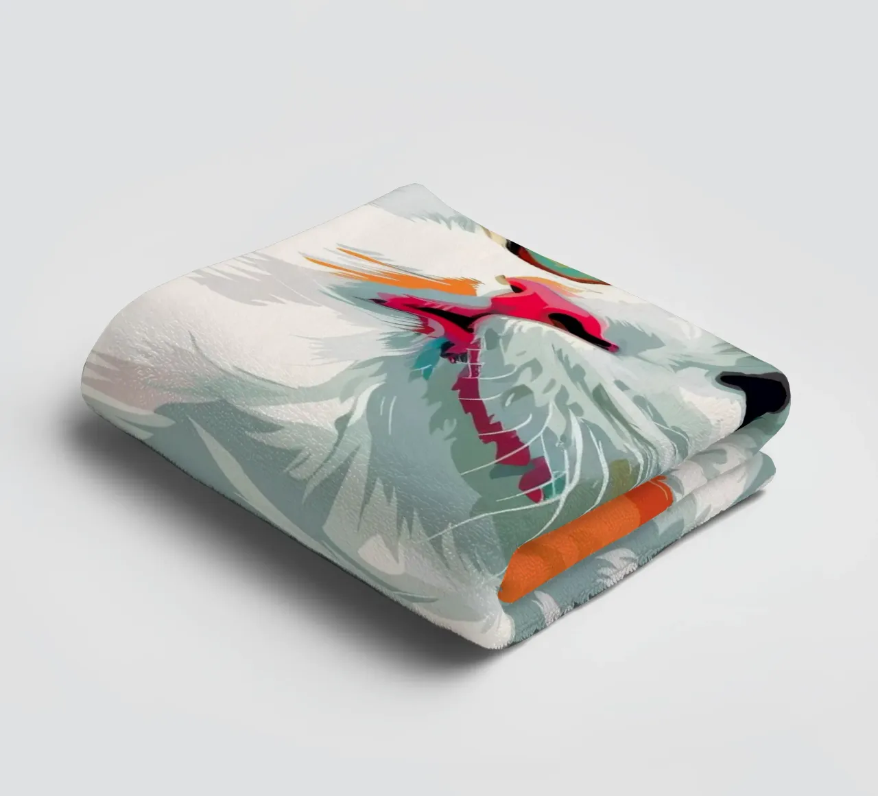 an American Curl cat with mesmerizing eyes and luxurious fur towel by DesignDoodle