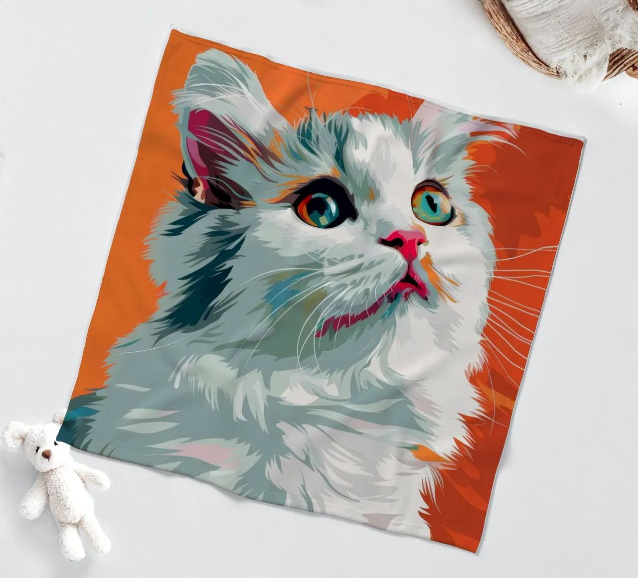 un gatto American Curl dagli occhi ipnotici e dalla pelliccia lussuosa coperta in pile da DesignDoodle