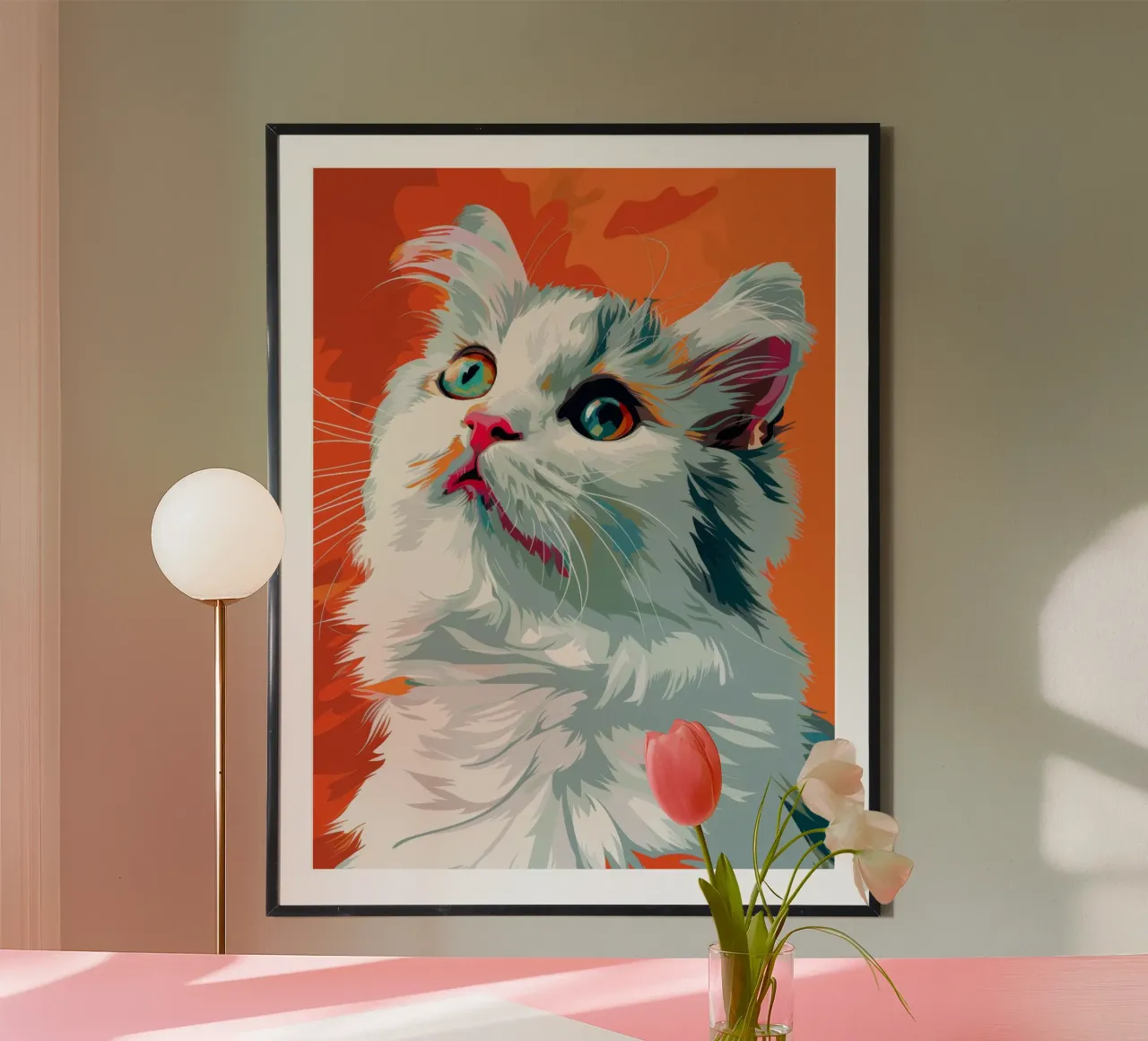 an American Curl cat with mesmerizing eyes and luxurious fur hahnemühle by DesignDoodle