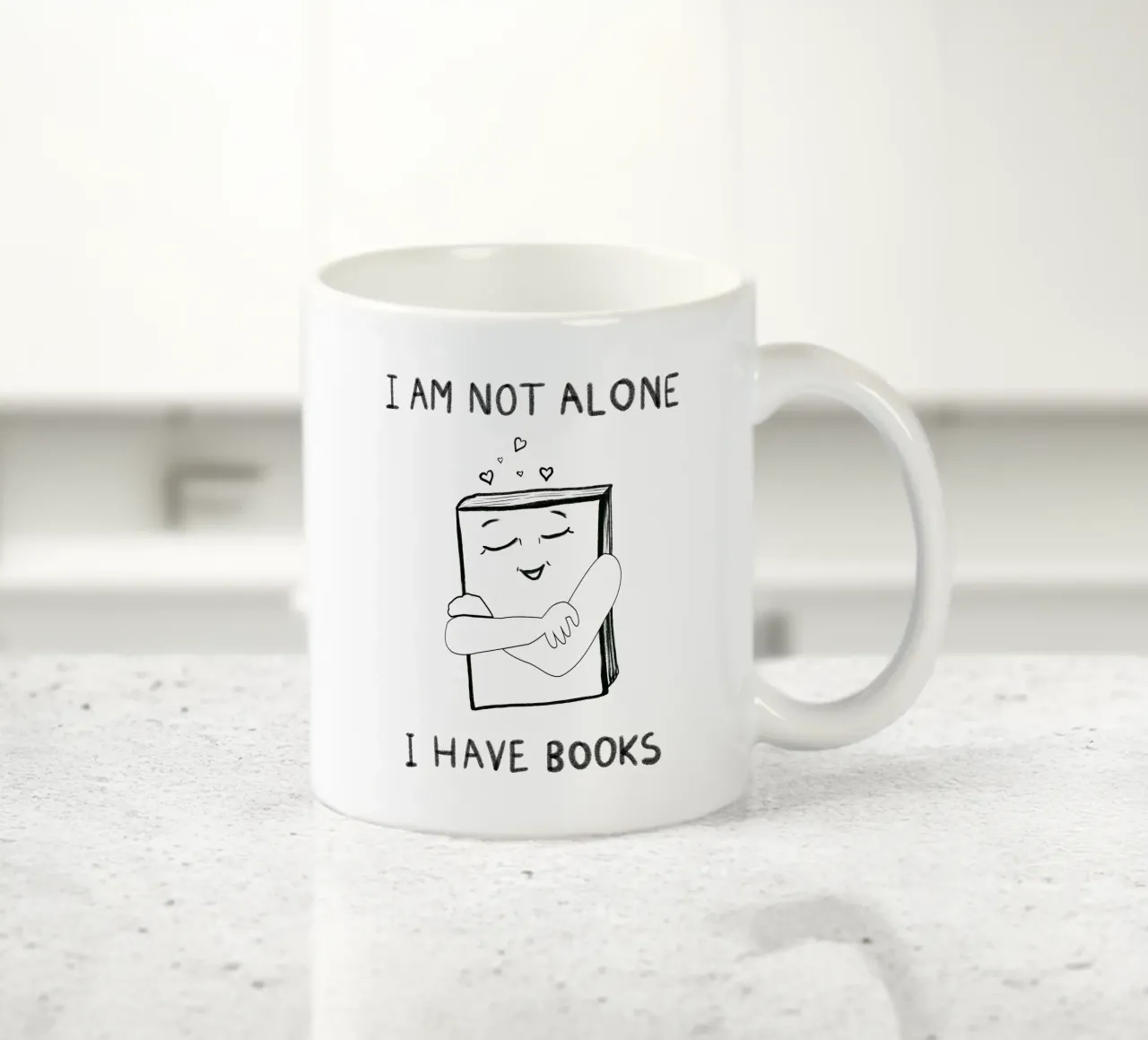 I am not alone I have book text ceramic mug by gulsengunel