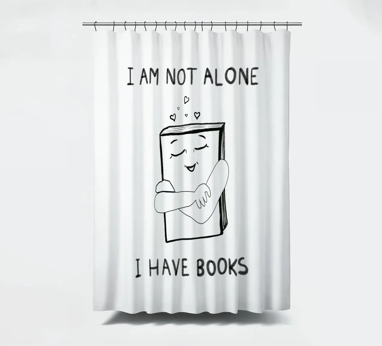 I am not alone I have book text shower curtain by gulsengunel