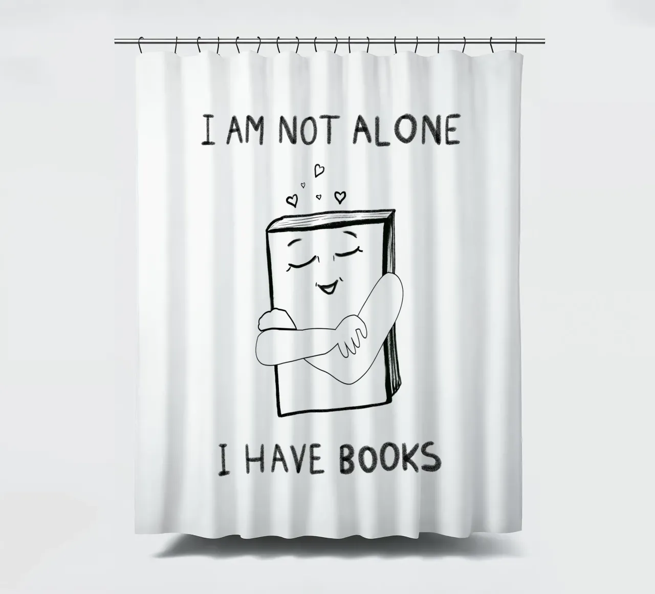 I am not alone I have book text shower curtain by gulsengunel