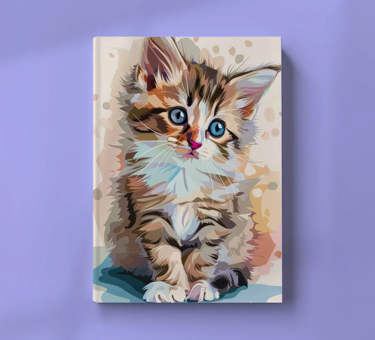 un chaton aux grands yeux bleus, qui regarde vers le haut avec curiosité carnet de notes de DesignDoodle
