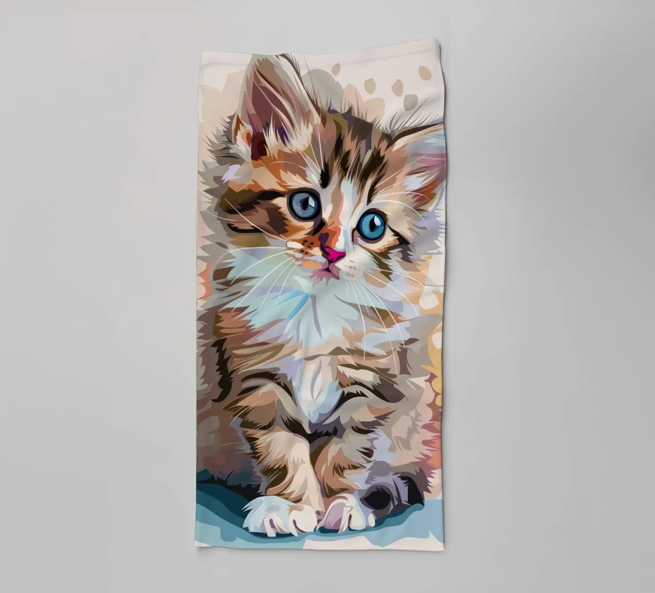 ein Kätzchen mit großen blauen Augen, die neugierig nach oben blicken Handtuch von DesignDoodle