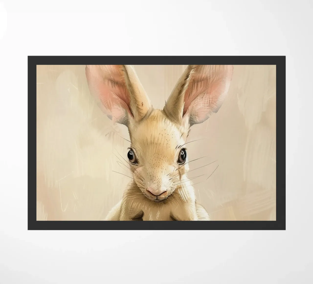 un cucciolo di coniglio seduto con grazia e calma con grandi orecchie zerbino da DesignDoodle