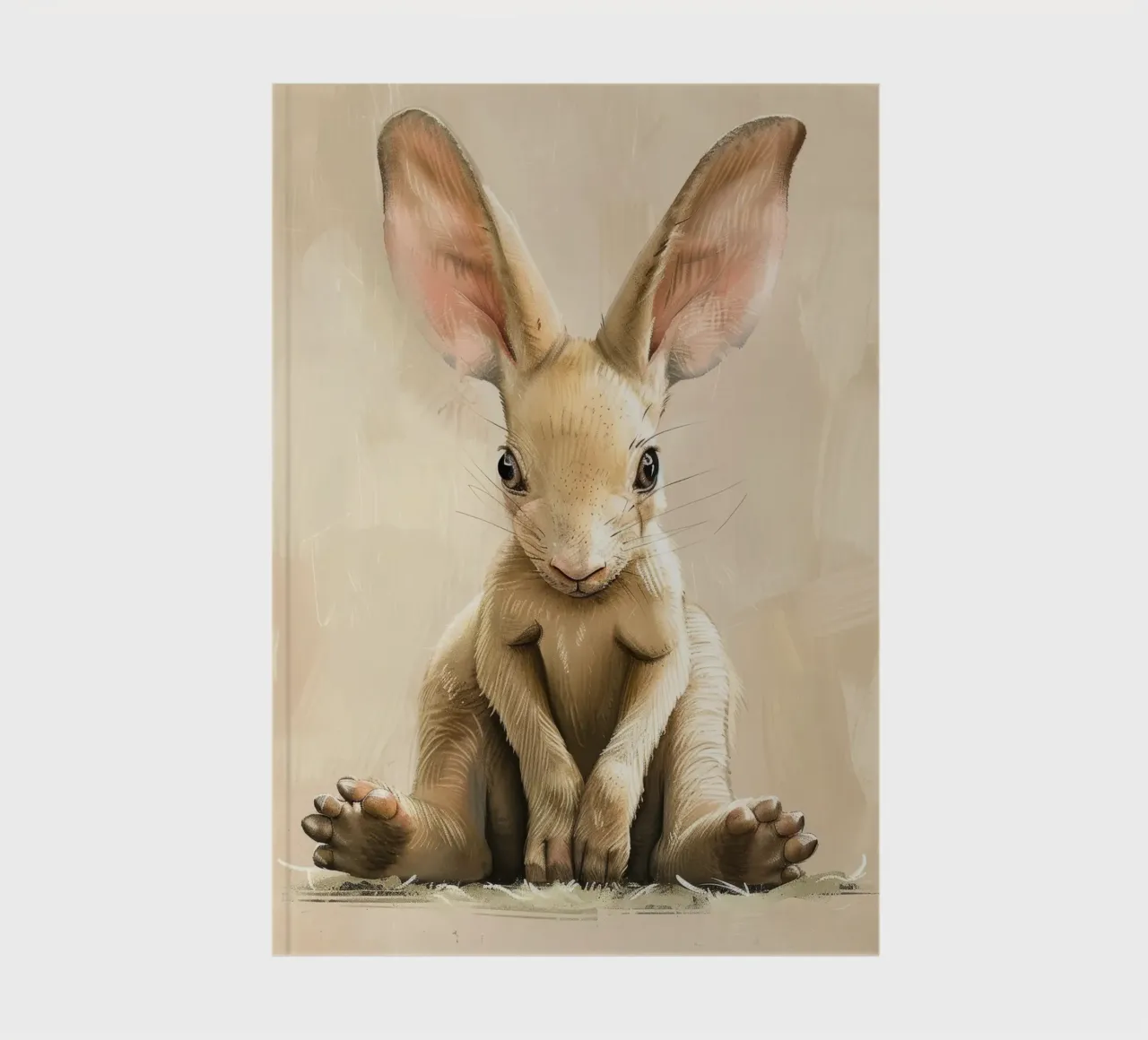 a baby rabbit sitting gracefully & calmly with large ears notebook by DesignDoodle