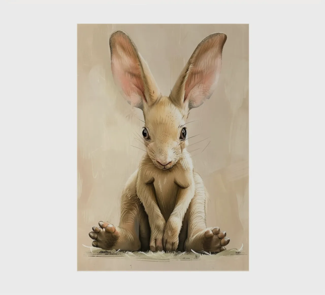 a baby rabbit sitting gracefully & calmly with large ears notebook by DesignDoodle