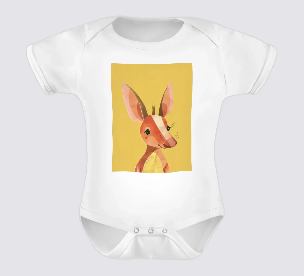 aardvark standing tall, its expressive face and attentive short-sleeve baby romper by DesignDoodle