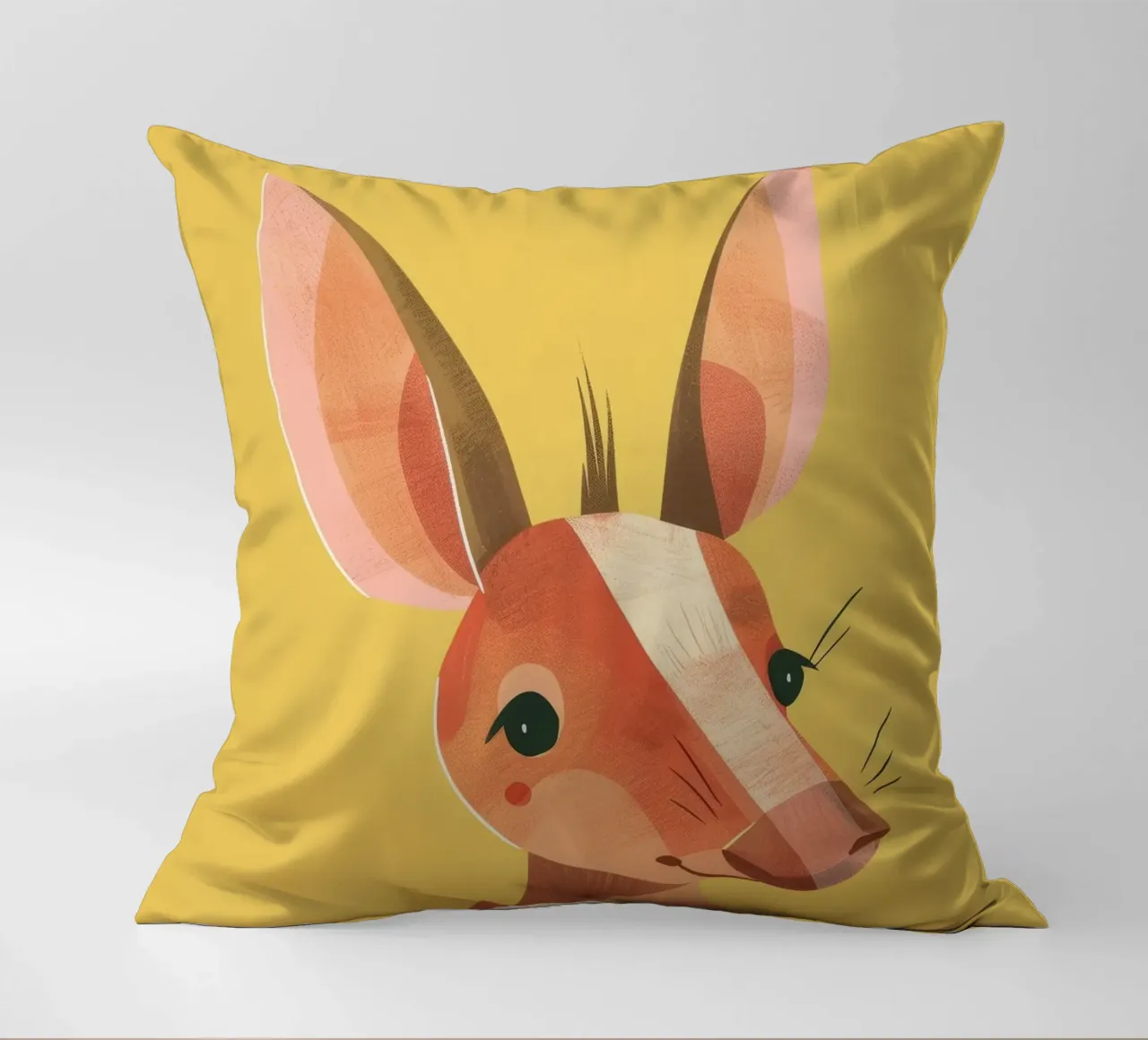 aardvark standing tall, its expressive face and attentive decorative cushion by DesignDoodle