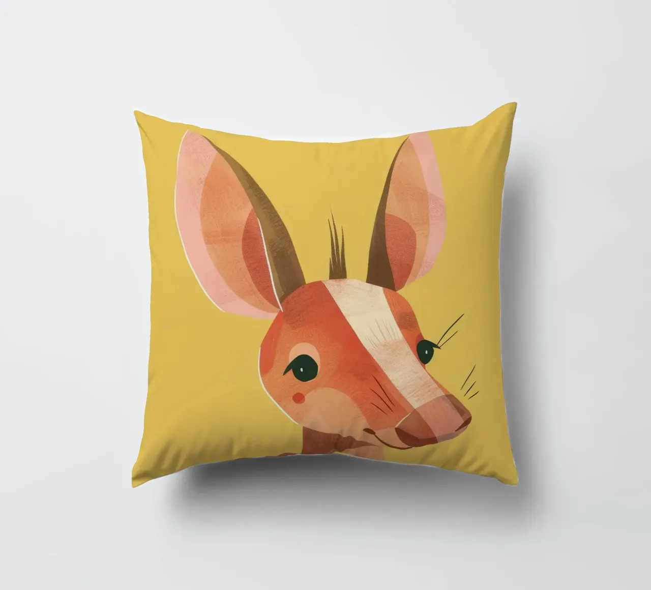 aardvark standing tall, its expressive face and attentive decorative cushion by DesignDoodle