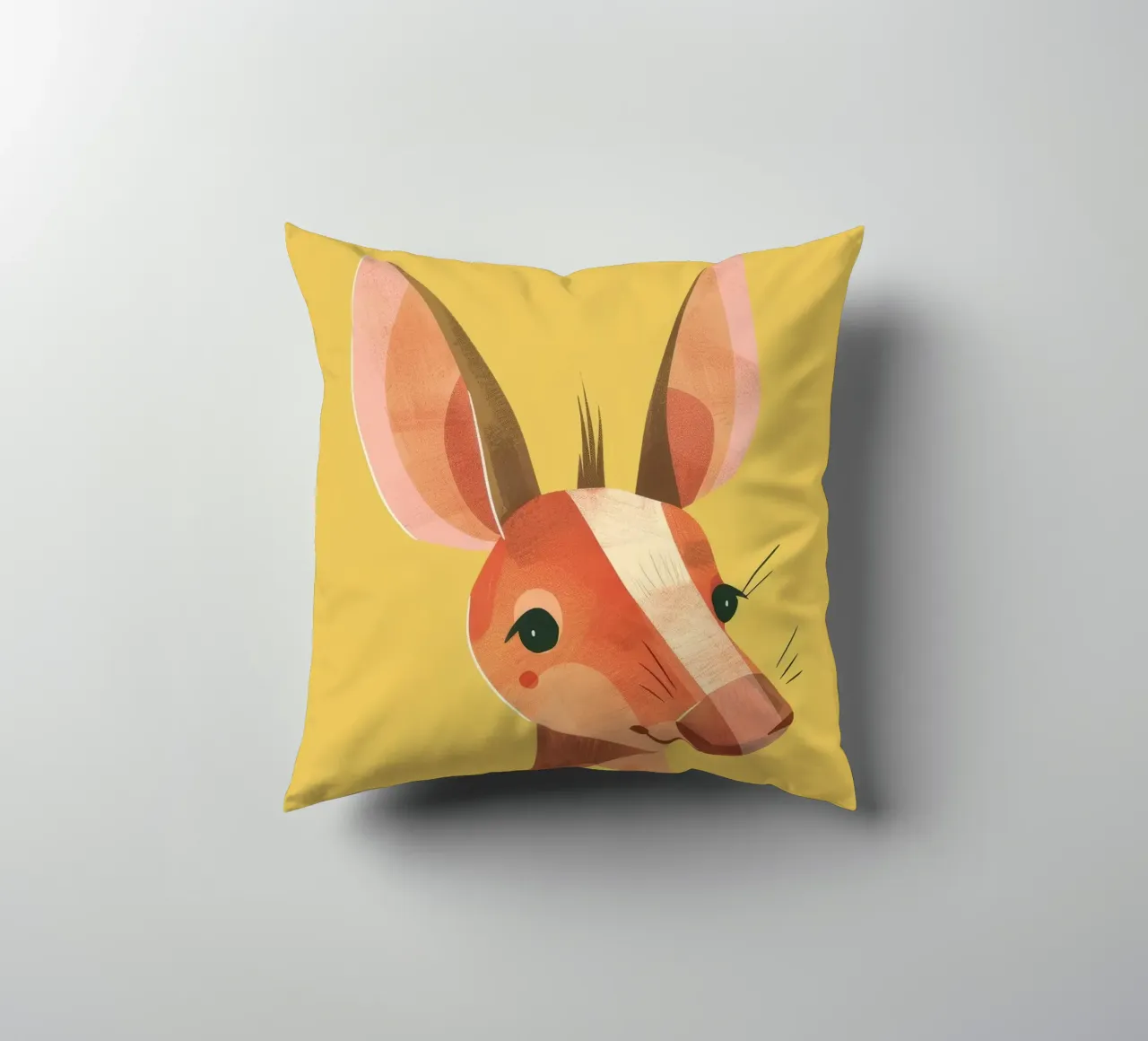 aardvark standing tall, its expressive face and attentive decorative cushion by DesignDoodle
