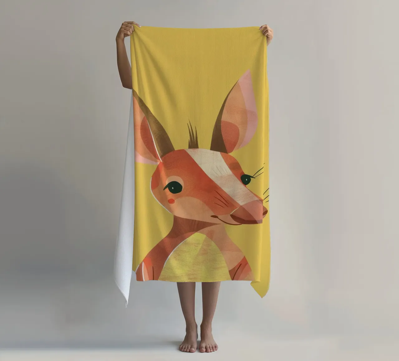 aardvark standing tall, its expressive face and attentive beach towel by DesignDoodle