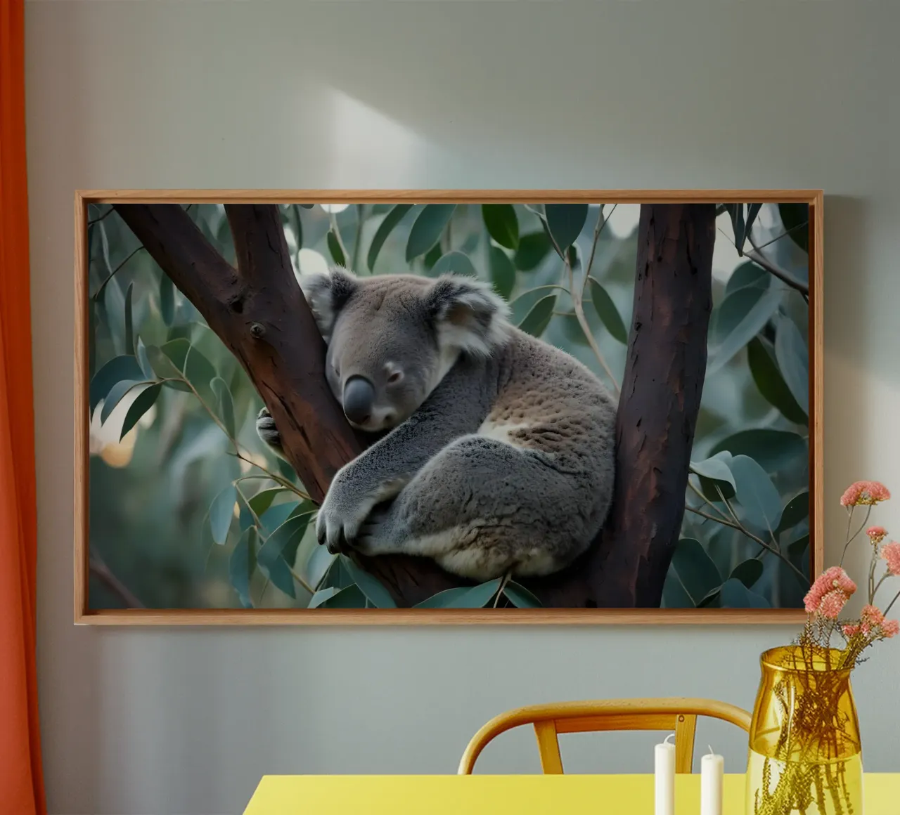 Koala sleeping in a eucalyptus tree canvas by Wild Beauty