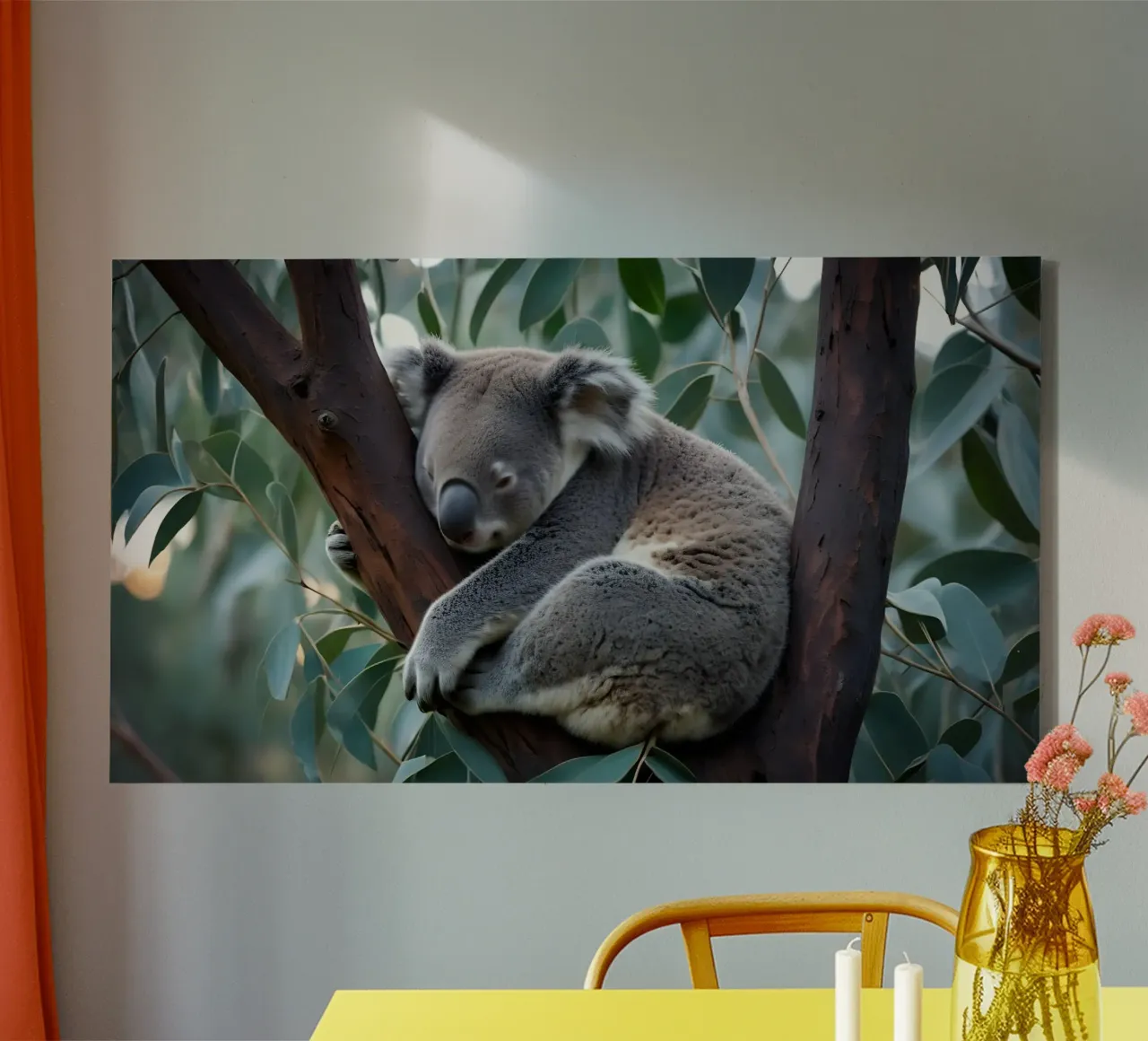 Koala sleeping in a eucalyptus tree canvas by Wild Beauty