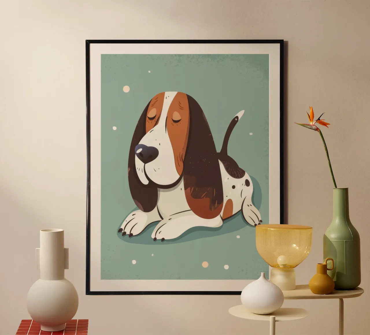 Sogni di bassotto: Un momento di pace poster con telaio in alluminio da DesignDoodle