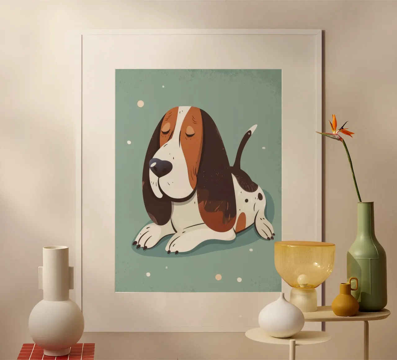 Sogni di bassotto: Un momento di pace poster con telaio in alluminio da DesignDoodle
